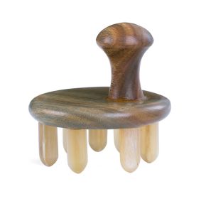 Natural Horn Hair Comb Head Meridian Comb Wooden Handle Large Toothed Shampoo Brush Massage Brush