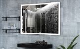 60x40 inch Oversized LED Bathroom Mirror Wall Mounted Mirror with 3 Color Modes Aluminum Frame Large Wall Mirror for Bathroom