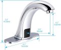 Automatic Sensor Touchless Bathroom Sink Faucet with Deck Plate, Chrome Vanity Faucets, Hands Free Bathroom Water Tap with Cold and Hot Water Mixer