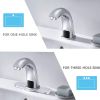 Automatic Sensor Touchless Bathroom Sink Faucet with Deck Plate, Chrome Vanity Faucets, Hands Free Bathroom Water Tap with Cold and Hot Water Mixer