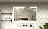 60x40 inch Oversized LED Bathroom Mirror Wall Mounted Mirror with 3 Color Modes Aluminum Frame Large Wall Mirror for Bathroom