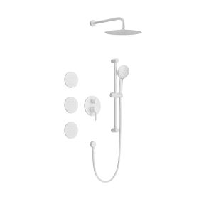 Shower System with Shower Head, Hand Shower, Slide Bar, Bodysprays, Shower Arm, Hose, Valve Trim, and Lever Handles (Color: as Pic)